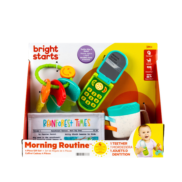 BRIGHT STARTS Set regalo per lo sviluppo sensoriale Morning Routine™, 3m+
