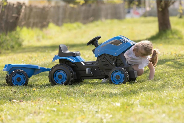 Smoby Šliapací traktor Farmer XL modrý s vozíkom