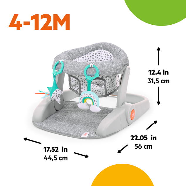 BRIGHT STARTS Siège d'apprentissage avec jouets prêt pour le voyage Learn-to-Sit™ Gris, 4m+