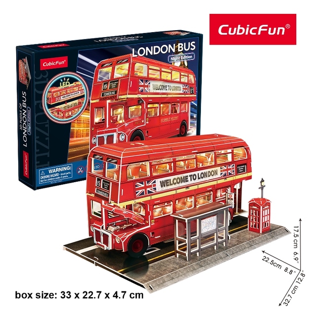 Puzzle 3D s LED Nočná edícia: Londýnsky autobus 161 dielikov