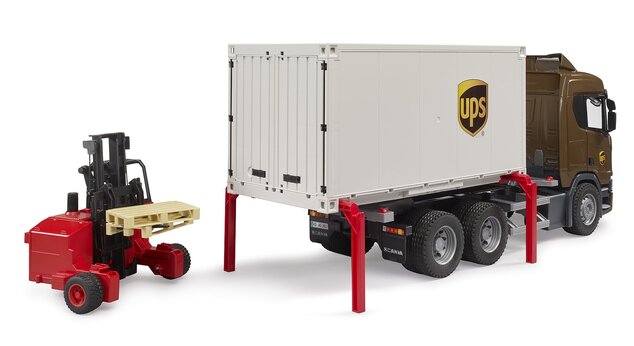 Bruder Logistický vozík Brother ScaniaSuper 560R UPS s vysokozdvižným vozíkom
