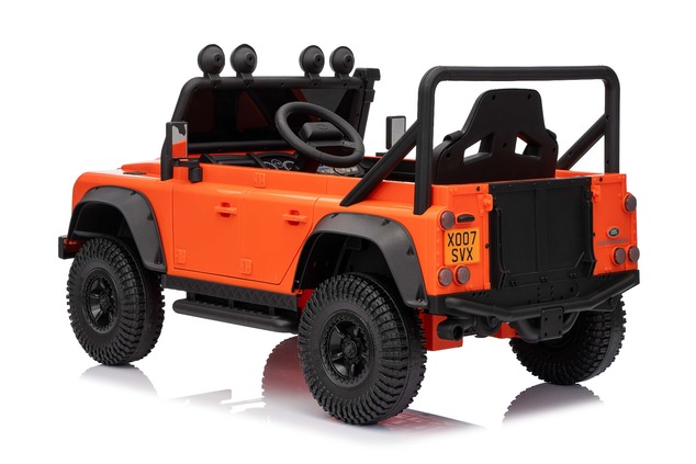 Elektrické autíčko Land Rover Defender 110 SVX 12V, oranžové, 4X4 pohon, LED svetlá, predn