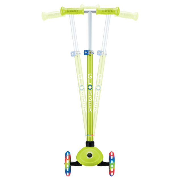 Globber Kinderroller Plus - Primo Plus Lights V2 - Leuchtend - Limettengrün/Marineblau