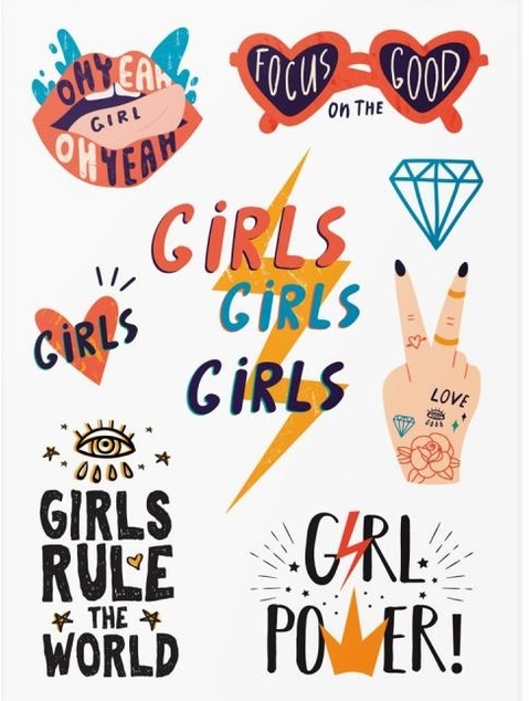 TATTonMe Vodeodolné dočasné tetovačky pre dievčatá Girls Power mix