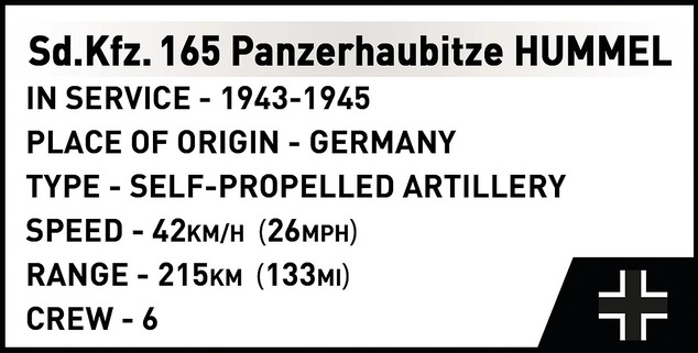 Cobi 2663 World War II Panzerhaubitze HUMMEL, 1:28, 1118 k, 2 f