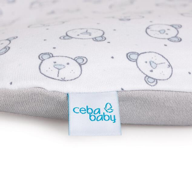 CEBA Housse pour matelas à langer doux 2pcs Bleu, Ours en peluche+Gris clair, Ours en peluche
