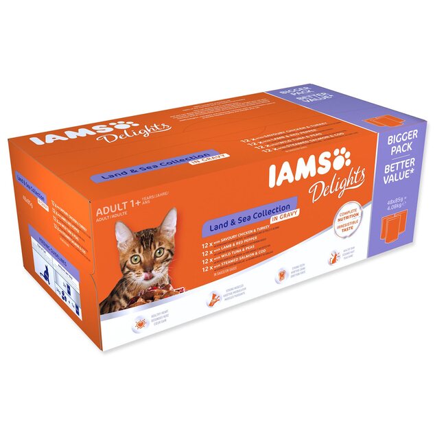 Kapsičky IAMS morské a suchozem. mäso v omáčke multipack 4080g (48x85gr)