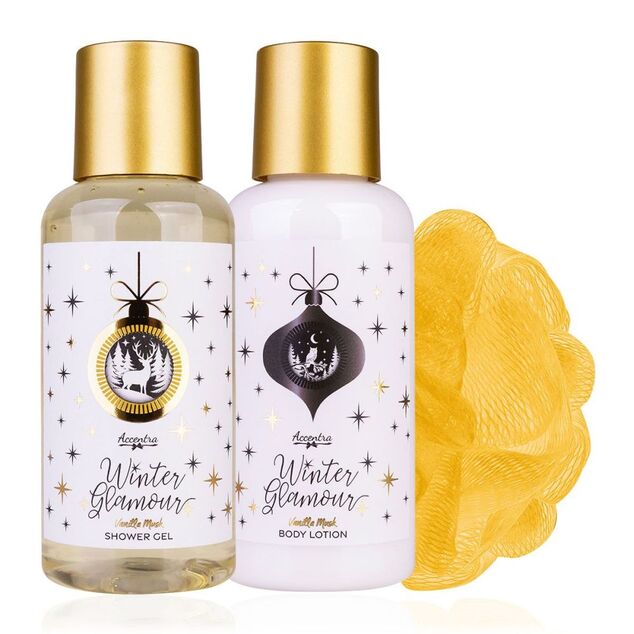 ACCENTRA Set za kupanje Winter Glamour u kozmetičkoj torbici Vanilija i mošus 2x 100ml + 15
