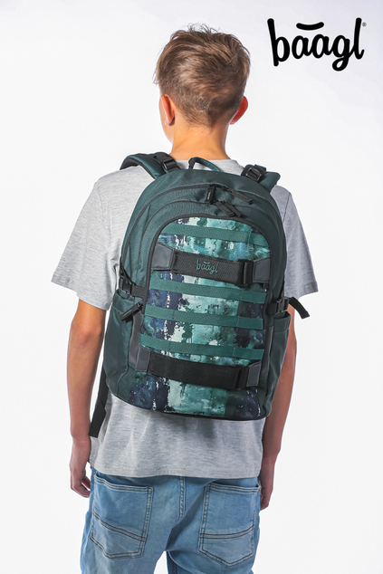 BAAGL SET 5 Skate Forest: Rucksack, Federmäppchen, Sporttasche, Gürteltasche, Laptop-Hülle