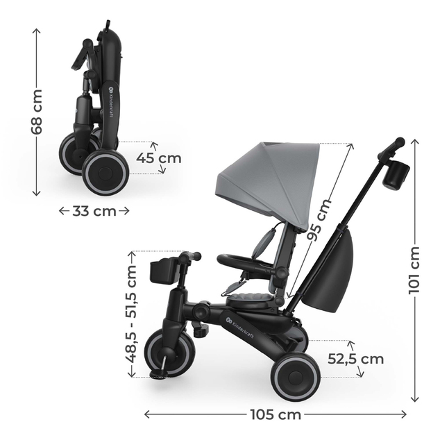 KINDERKRAFT Trojkolka Jazz 3 Grey, 9m+