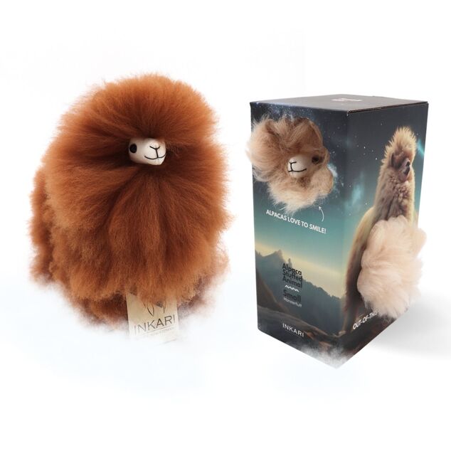 INKARI Plüschspielzeug Alpaka Small Monsterfluff Haselnuss 23cm