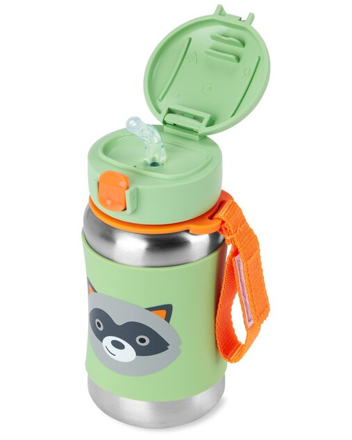 SKIP HOP Spark Style Bouteille avec paille en acier inoxydable Raton laveur 12m+