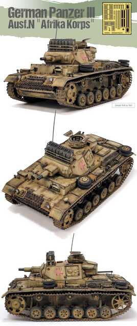 Kit model tanc 13567 - Panzer III Ausf.N. Afrika Korps (1:35)