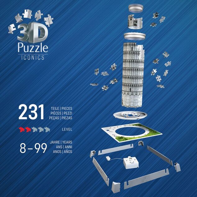 Ravensburger Iconics: Šikmá veža v Pise (Nočná edícia)