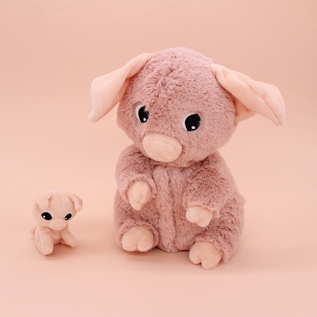 PTIPOTOS Plüschschwein Barbekiou rosa - Mama mit Baby