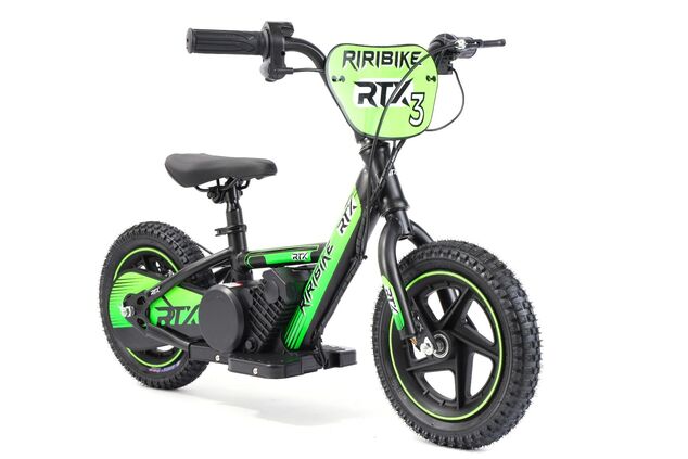 Detské elektrické odrážadlo RIRIBIKE RTX3 24V (12”), zelené, Lítiová batéria, 100W motor