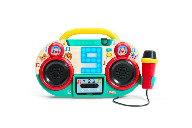 Hape Boombox rádio s mikrofónom Pixelz - so svetelnými a zvukovými efektmi