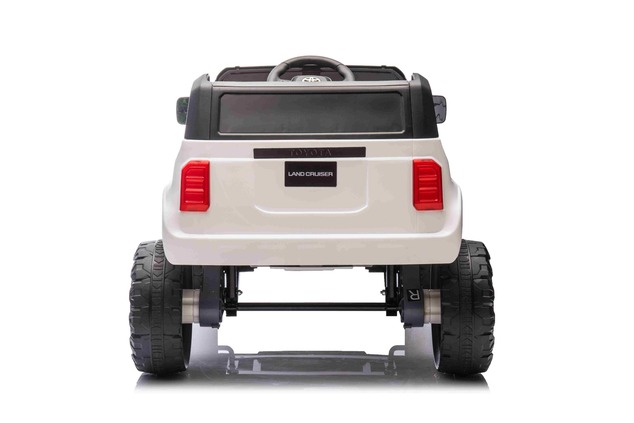 Elektrické autíčko Toyota Landcruiser 12V, biele, široké jednomiestne sedadlo, 2,4 GHz dia