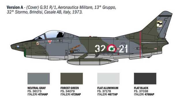 Model Kit letadlo 92645 - G.91 R1/R3 "Gina" (1:48)