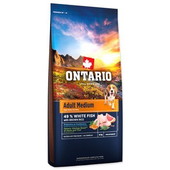 Krmivo Ontario Adult Medium Fish &amp; Brown Rice 12kg