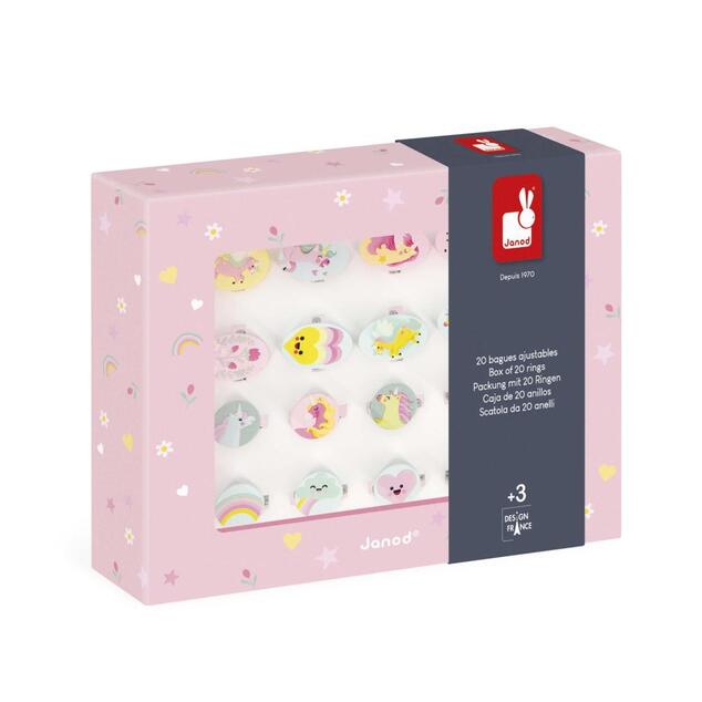Janod Atelier Unicorno Set di Gioielli Anelli Regolabili 20 pz
