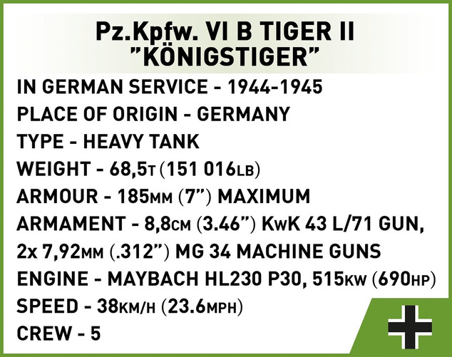 Cobi II WW Pz.Kpfw. VI B Tiger II Königstiger