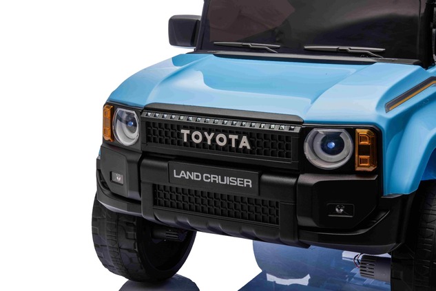 Elektrické autíčko Toyota Landcruiser 12V, modré, široké jednomiestne sedadlo, 2,4 GHz dia