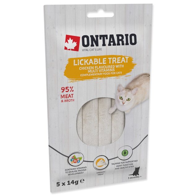 Ontario pochúťka lízací kurací s multivitamínom 5x14g