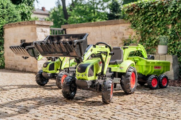 Falk Šliapací traktor veľky 2070Y Claas Arion 430 s nakladačom, rýpadlom a vlečkou