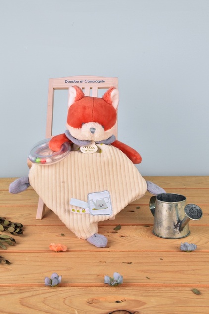 Doudou Geschenkset Plüschfuchs Romarin mit Rassel 21 cm