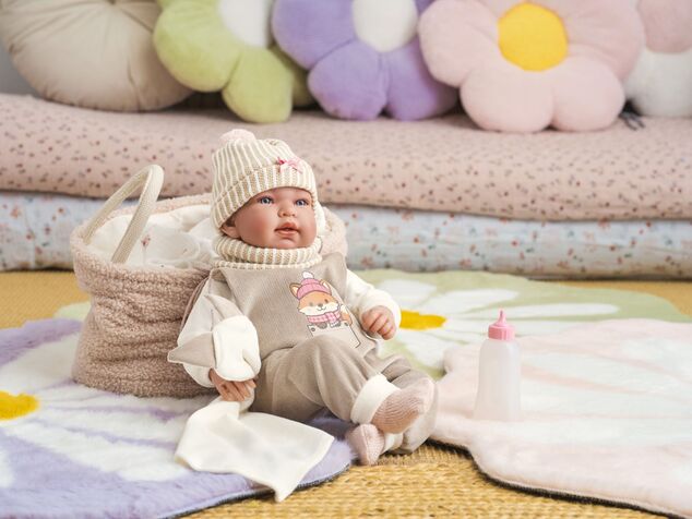 Llorens 84490 NEW BORN - muñeca bebé realista con sonidos y cuerpo de tela suave