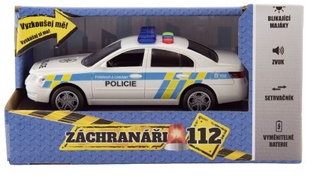 Auto polícia plast na batérie so zvukom so svetlom na zotrvačník