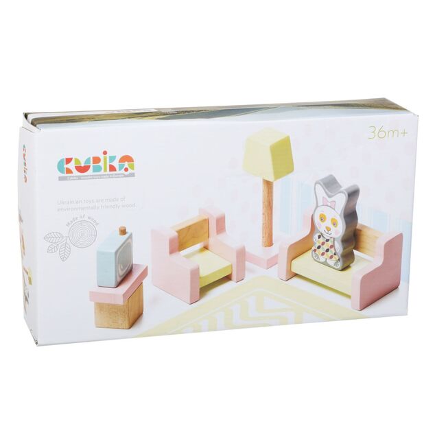 CUBIKA 15030 Wohnzimmer - Holzmöbel für Puppen