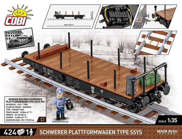 Cobi 6284 Schwerer plattformwagen type SSYS, 1:35, 424 k, 1 f