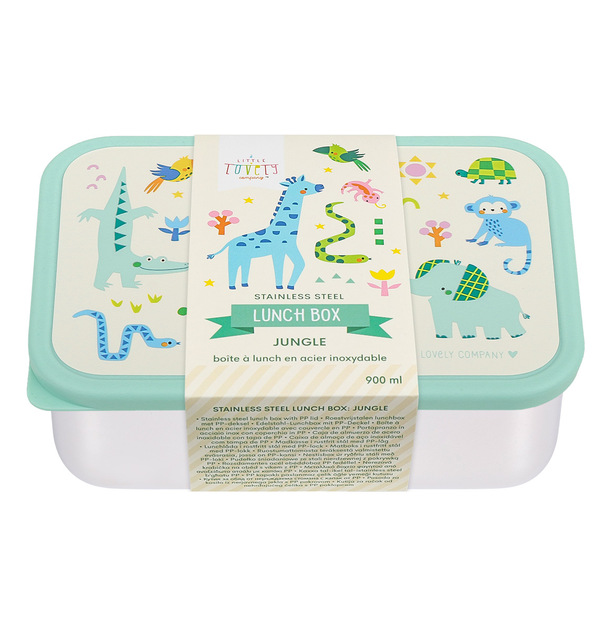 A Little Lovely Company – boîte à déjeuner en acier inoxydable avec couvercle en plastique – jungle