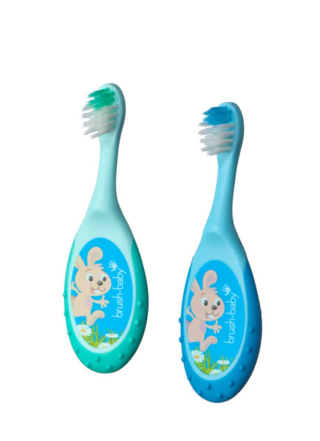 Brush-baby FlossBrush 2in1, prvá zubná kefka a hryzátko 2v1, 0-3 roky