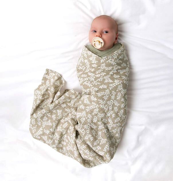 A Little Lovely Company - Mušelínová osuška XL, leaves - taupe