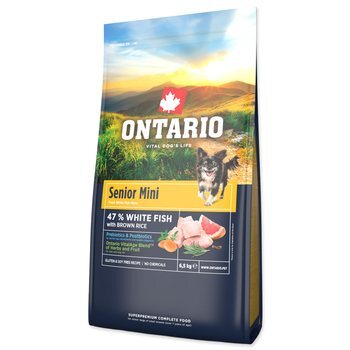 Krmivo Ontario Senior Mini Fish &amp; Brown Rice 6,5kg