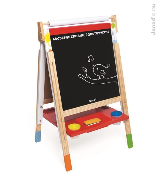 Janod Drevená magnetická tabuľa Splash obojstranná a nastavovateľná s 13 doplnkami