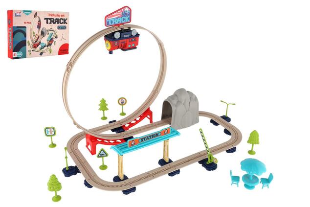 Treno con binari 60 pezzi a batteria 30x21x6cm