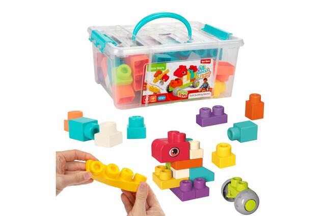 Kocke za sestavljanje 48 kos plastika v plastičnem kovčku 26x12x19cm