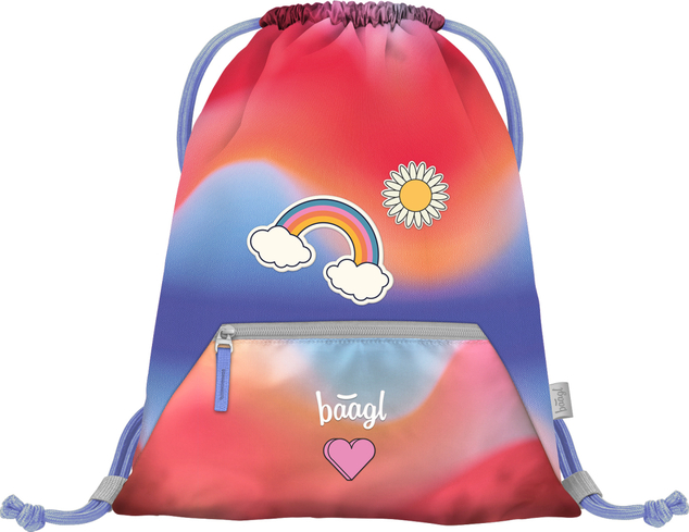 BAAGL SADA 5 Airy Curcubeu roșu: rucsac, penar, săculeț, dosar, portofel