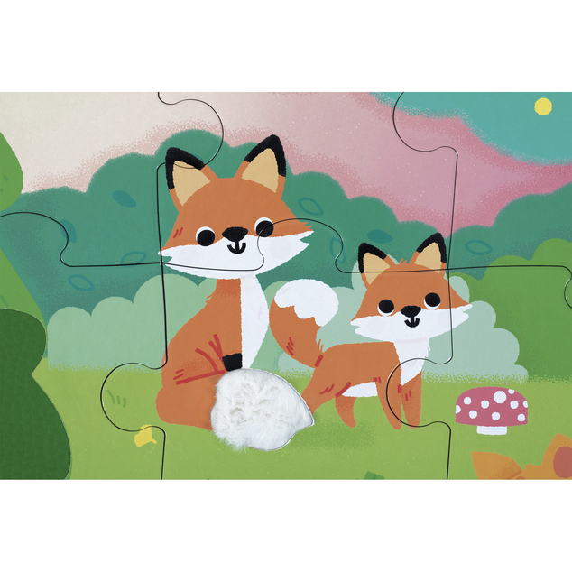 Janod Puzzle dotykové senzorické Les s  rôznymi povrchmi 20 ks