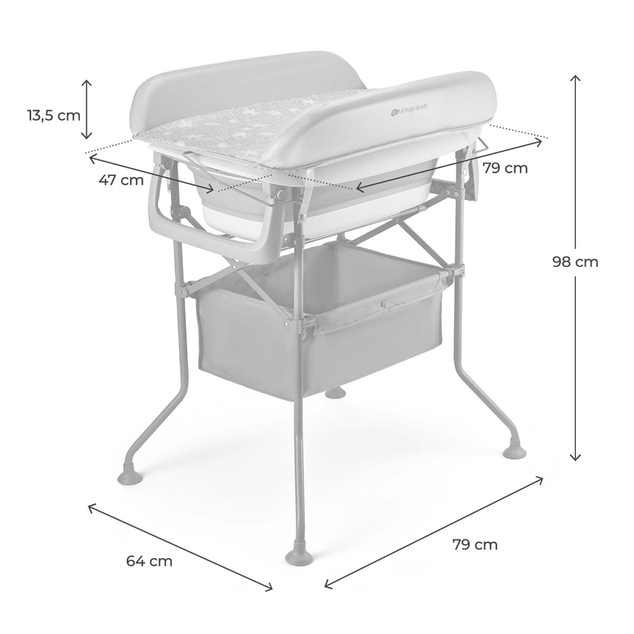 Kinderkraft Wickeltisch mit Badewanne Bubbly Grey