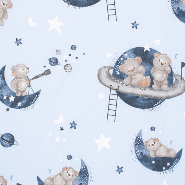 Bavlnené prestieradlo do postieľky New Baby Teddy bear in space 120x60 cm
