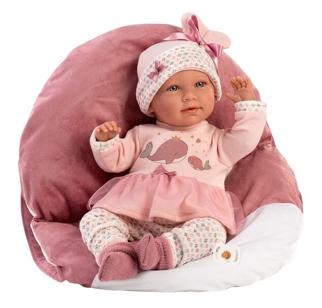 Llorens M740-14 oblečenie pre bábiku bábätko NEW BORN veľkosti 40-42 cm s nosítkom do ruky