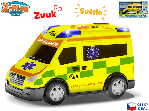 2-Play Traffic Auto ambulancia CZ design  voľný chod so svetlom a zvukom