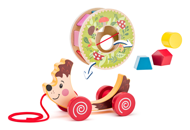 Woody Zieh-Igel mit Steckspiel - Waldtiere