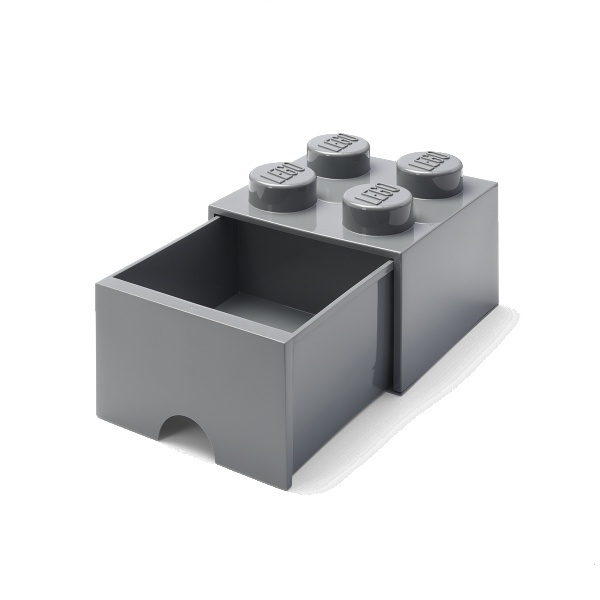 LEGO® škatla za shranjevanje 4 - s predalom temno siva 250 x 250 x 180 mm