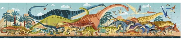 Janod Panoramatické puzzle v kufríku Dinosaury Dino 100 ks